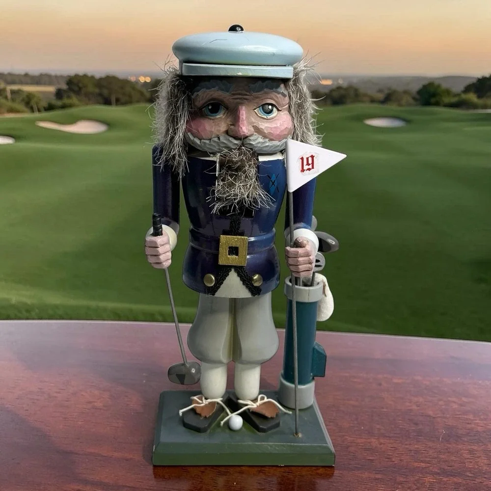Golfer Christmas Nutcracker Wooden Bag Golf Clubs 19th Hole 11